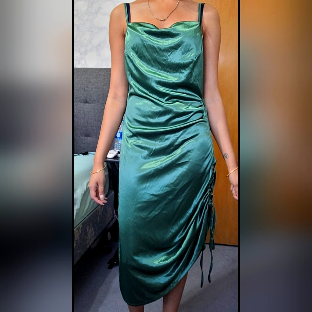 Satin/silk green dress